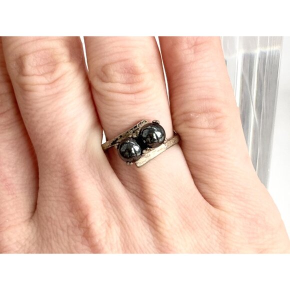 Tahitian Pearl Bead Accented Sterling Silver 925 Vintage Ring - sz 6.25 - Picture 14 of 15